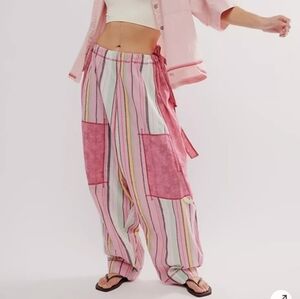 Free People Striped Pink Women's Convertible Pants